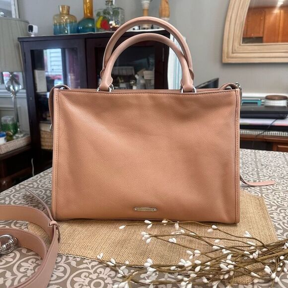 Rebecca Minkoff Bedford Top Zip Pebbled Leather‎ Satchel Light Pink Multizip - Picture 1 of 14
